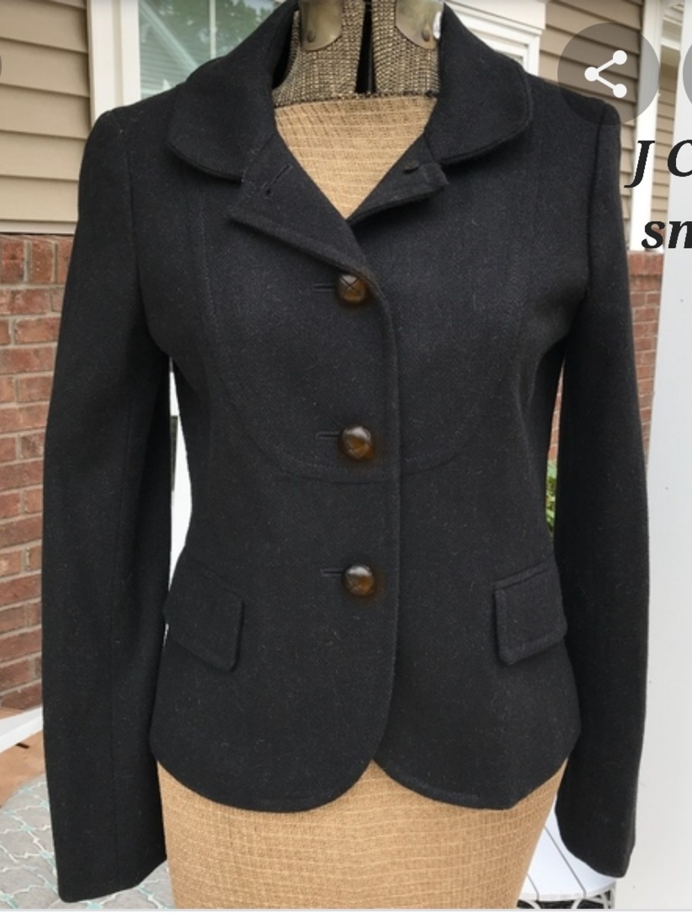 Women's J Crew Black Tailored Wool Blazer